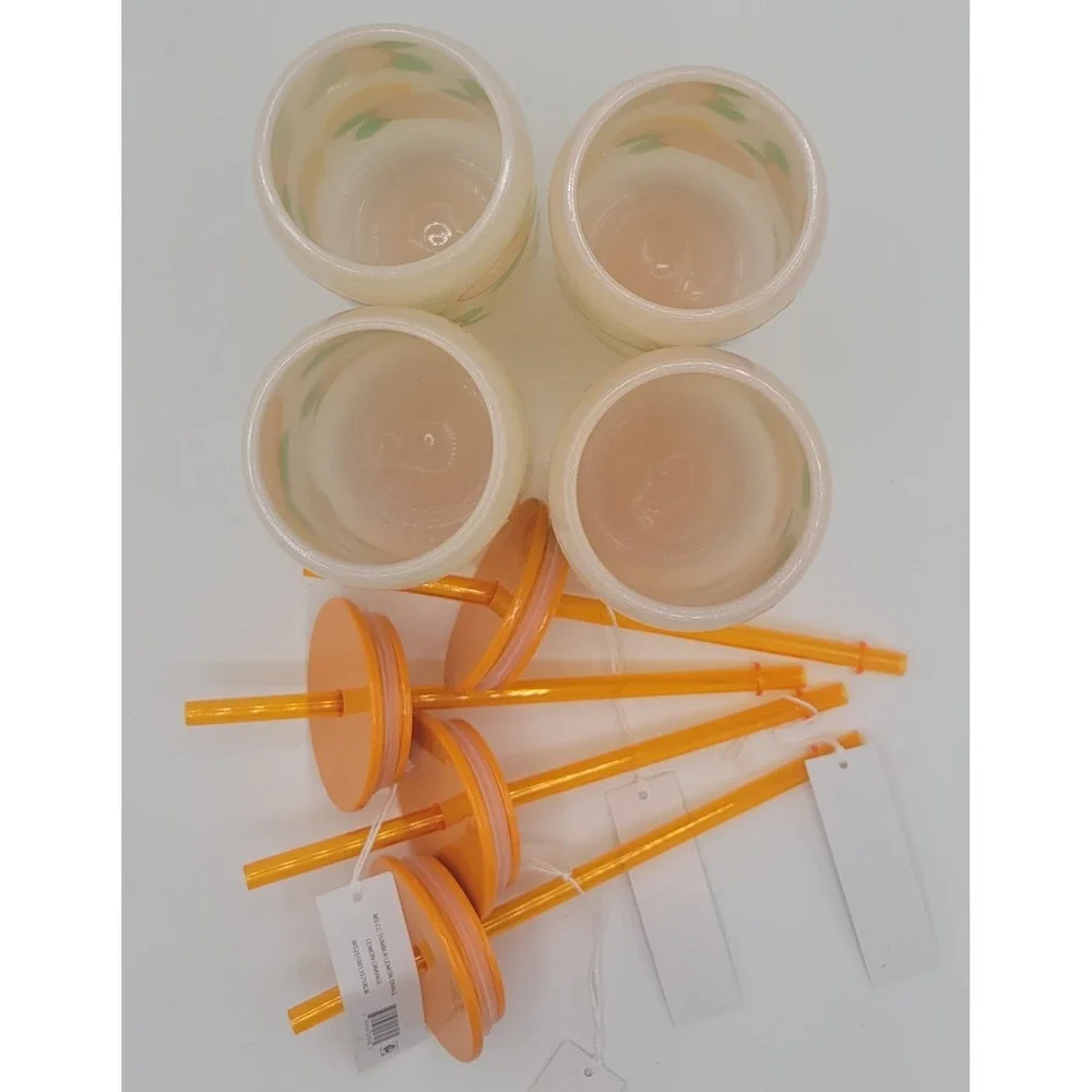 20oz Color Changing Tumbler NEW Set Of 4 - Lid Straw Orange Summer Fruit